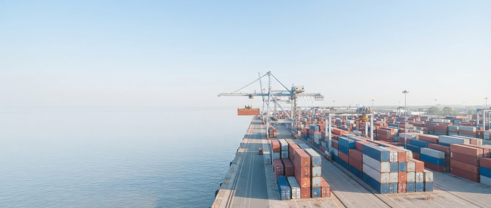 Contenedores y mercancía en una terminal logística